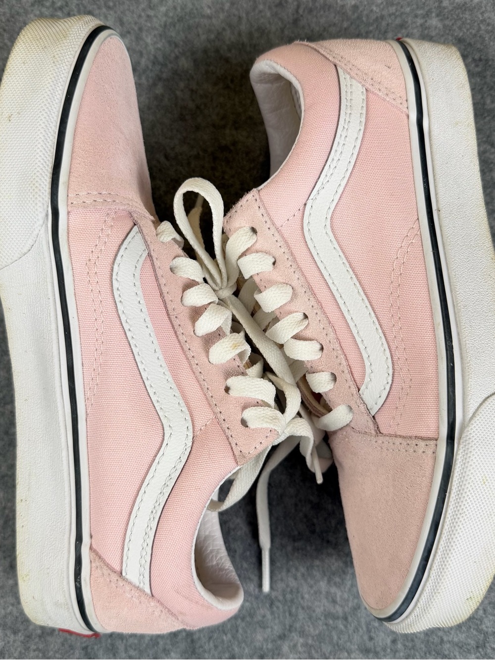 Vans Old Skool Blush Pink White Canvas Suede Skate Shoes Women’s 6 READ